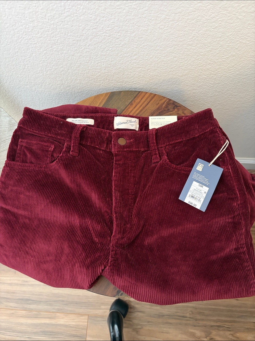 Universal Thread Women's Corduroy High-Rise Ankle Bootcut Pants in Wine